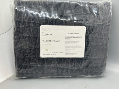 Pottery Barn Washed Velvet Handcrafted Quilted Sham, Standard, Charcoal Gray-image