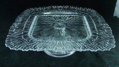 Godinger Studio Crystal Pompeii Collection Footed Square Platter New in worn Box-image