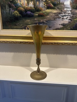 Tiffany Studios Favrile Pulled Feather Trumpet Vase-image