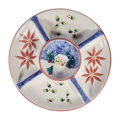SANTA'S WORKBENCH CHRISTMAS LARGE 5 PART RELISH DISH SERVING TRAY DIP 15