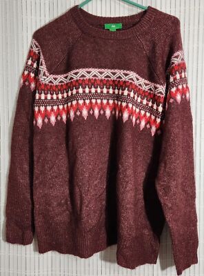 Dip Longsleeve Sweater for Women Large Brown Wool And Alpaca Boxy Pattern  *-image