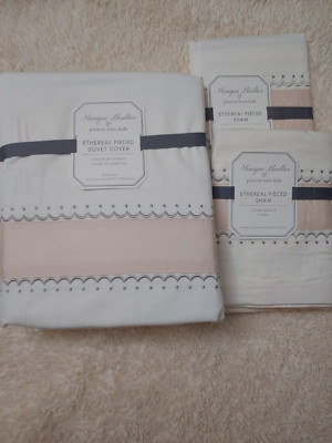 pottery barn kids Monique Lhuillier Ethereal queen Duvet cover & 2 sham new-image