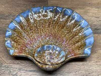 Large Hand painted ceramic sea shell  chip and dip set-image