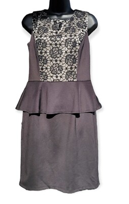 Enfocus Studio Womens  Black Lace Peplum Rear Zip Sleeveless Dress Size 8-image