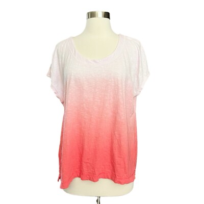 Talbots Tee Size XL Supersoft Slub Cap Sleeve Dip Dye Pink Dogwood Lightweight-image