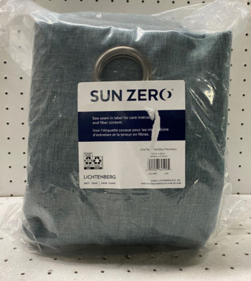 Sun Zero Grommet Top Single Curtain Panel 100 in x 84 in 1 Pair Blue Green-image