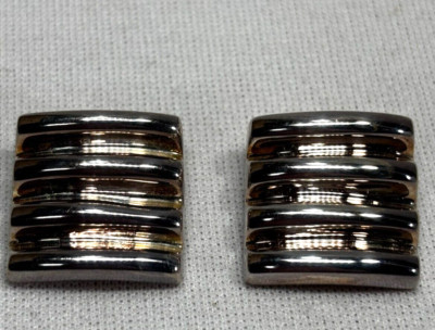 Vtg *ROBERT LEE MORRIS* Studio RLM 925 Sterling Silver EARRINGS Square Ribbed-image