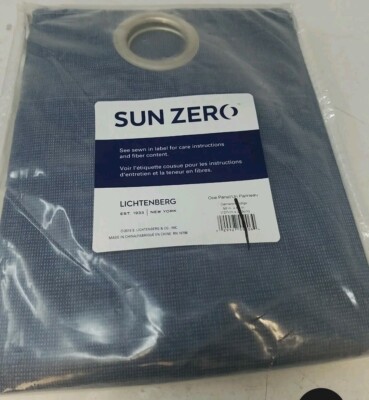 Sun Zero Lichtenberg Drapery Curtain Panel Gray White Stripe 50x63-image