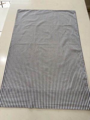 Pottery Barn 2 Standard Pillow Cases Blue Stripe  Kids Teens Organic Cotton-image