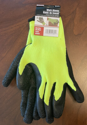 Tool bench Hardware latex gloves Heavy duty   neon safety yellow  latex-dipped-image