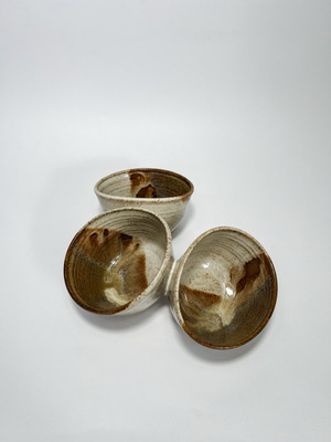 Handmade Studio Pottery large Ceramic Stoneware Glazed three compartments-image