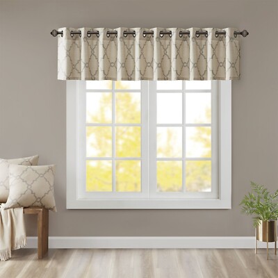 Madison Park Saratoga Fretwork Print Grommet Top Window Valance-image