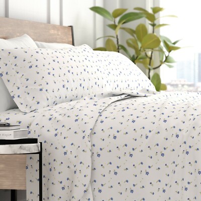 Kaycie Gray Fashion 4 Piece Easy Care Deep Pocket Soft Floral Bed Sheet Set-image