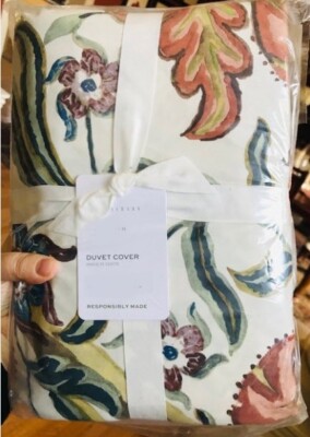 Pottery Barn Eleanor Palampore Duvet Cover King 2 Euro Shams Floral Jacobean-image