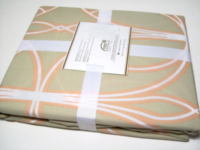 Pottery Barn Organic Cotton Light Brown Full Queen Aubrey Duvet Cover 2 Shams-image