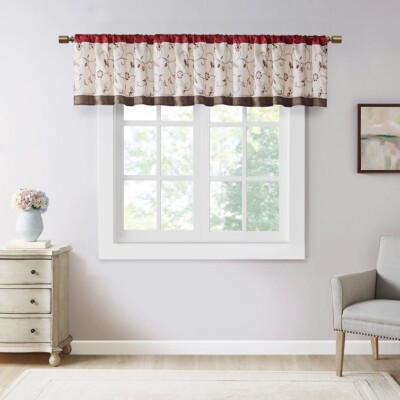 Madison Park Serene Embroidered Window Valance 50