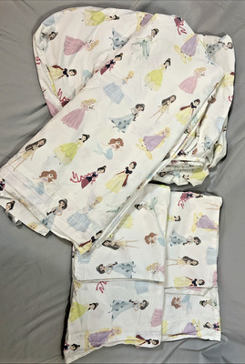 Pottery Barn Kids Disney Princess Full Sheet Set Mary Blair Art Organic Cotton-image