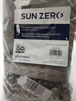 Sun Zero Valance with Tassels Gray 50in W x 17in L-image