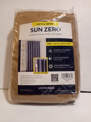 Sun Zero 100% Blackout Curtain w/ Wand , 100 in x 84 in, Taupe-image