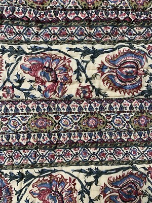 Pottery Barn Floral Anja Kalamkari Quilted King Pillow Shams 36”x 20” Set (2)-image