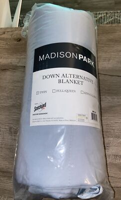 Madison Park Lightweight Down Alternative Blanket w/ Satin Trim Twin Light Blue-image