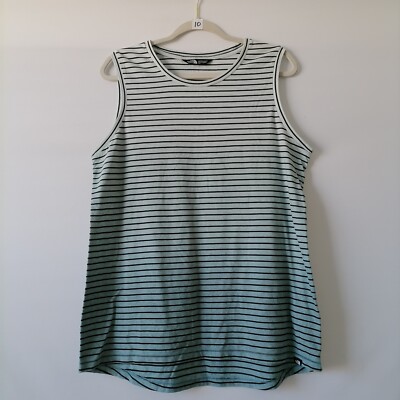The North Face Women's Green Black Striped Dip Dye Sleeveless Tank Top Size L-image