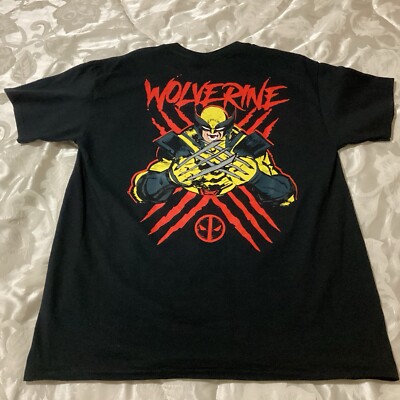 Marvel Comics Wolverine Deadpool L T-shirt  NWOT Black & Red-image