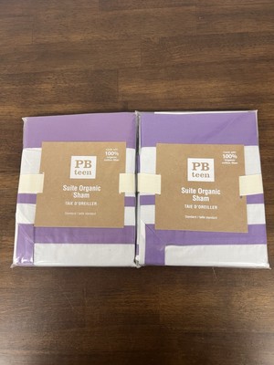 2 shams Pottery Barn  Suite Organic Dark Plum & White- Standard - -NWT-image