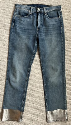 Womens Rag & Bone Blue High Waist Ankle Dip Dyed Hem Cigarette Jeans Bilbury 27-image