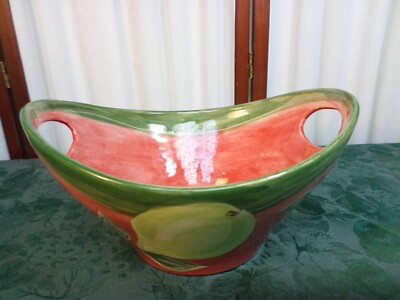 2017 Beautiful Mystic Mud Studio Handled Pear Design Oval Fruit Bowl/Centerpiece-image