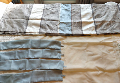 Madison Park Beigh, Blue Squares-Curtain Toppers-SheerPanel-Tieback-4-New-image