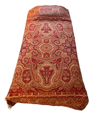 POTTERY BARN Red Tan Green Paisley Talia FULL/QUEEN Duvet Cover 2 Shams 3pc Set-image