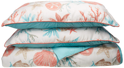 Pebble Beach Cotton Duvet Set - Coastal, Starfish, Sealife Design, All Season...-image