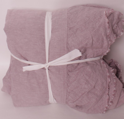 Pottery Barn Belgian Linen Double Flange FQ full queen duvet cover, lavender-image