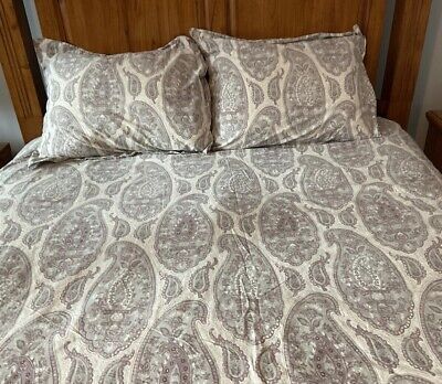 3 PcsPottery Barn Full / Queen Duvet Cover & 2 Shams Medallion Paisley Lavender-image