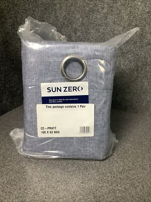 Sun Zero Lichtenberg Grommet Curtains Pratt- Navy- 2 Panels - 100”x63” M64E-image