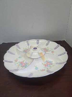 Vintage Large Jay Import Company Floral Chip And Dip Set-image
