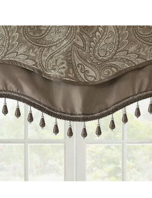 Madison Park Jacquard Rod Pocket Valance With Beads MP41-4990-image