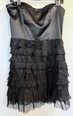 Express Design Studio Dress Strapless Ruffle Mini Tiered Black Womens 12-image