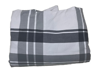 Pottery Barn PB Teen Gray Plaid Full Queen Duvet Cover 100% Cotton EUC-image