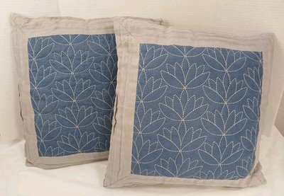 Set Of Two Madison Park Palmer Blue And Grey 18X18 Pillows -image