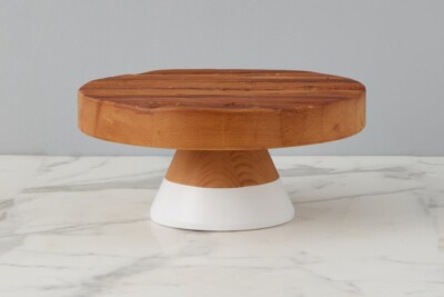 SERENA & LILY Dip-Dyed Cake Stand Modern Wood Block Large  13.5