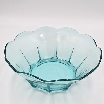 Vintage Anchor Hocking Swedish Modern Aquamarine Chip & Dip Set Large Bowl Only-image