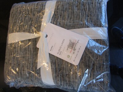 1 Pottery Barn Cloud Handcrafted linen cotton  Sham Euro quilted charcoal New-image