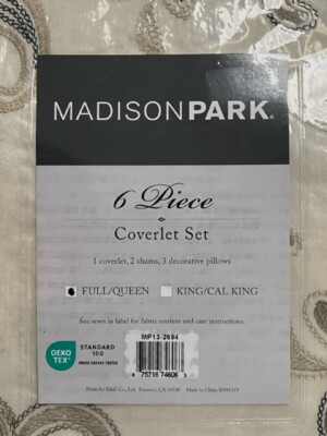 Madison Park Black Adeline 6-Pc. Paisley Quilt Coverlet Set Full/Queen-image