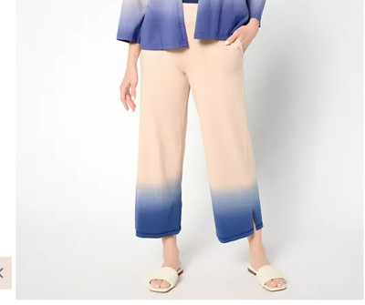 LOGO by Lori Goldstein - Beach to Street Dip Dye Crop Pants - Pink Blue - Large-image