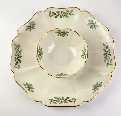 Lenox Holiday (Dimension) One Piece Chip & Dip Set, 12.25