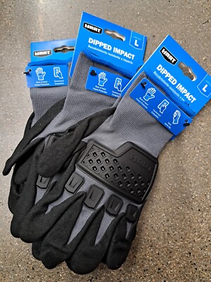 3 Pair - BRAND NEW - Work Gloves Hart Dipped Impact - Size L - For MECHANICS ETC-image