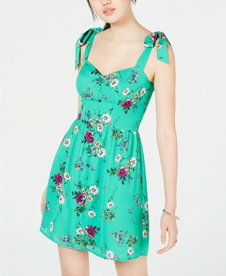 CITY STUDIO Womens Green Floral Sleeveless Mini Sheath Dress Juniors Size: 13-image