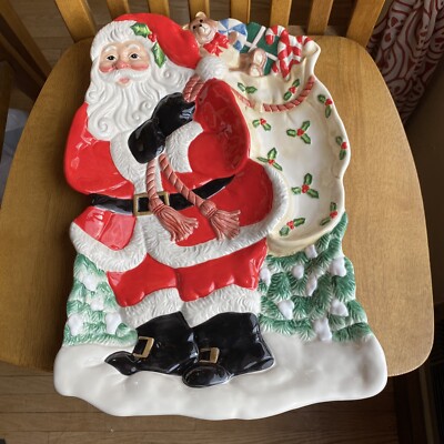 Fitz & Floyd Santa Claus Toy Sack CHIP AND DIP PLATTER Tray LARGE 17 x 12